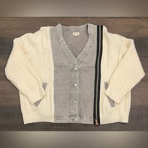 POL zipper detail denim jacket with sweater material